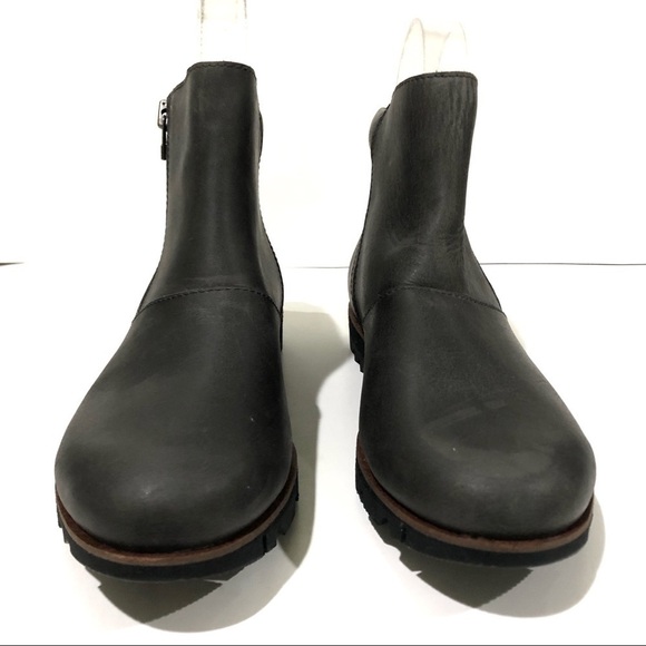 Sorel Boots Harlow Distressed Leather Waterproof Lug Sole Quarry Grey - Sz 7 - Picture 2 of 9